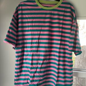 Pink and Green Striped T-Shirt